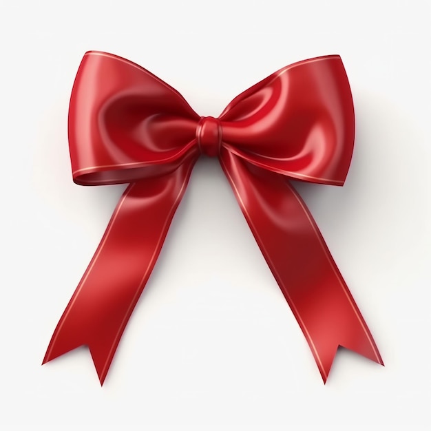 Red Ribbon Bow Isolated White Background red satin ribbon Generative ai