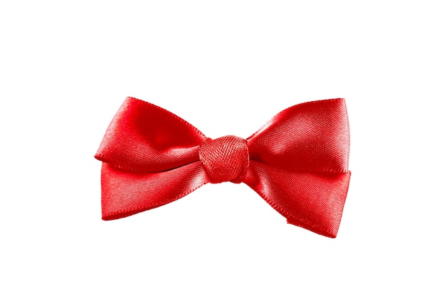 Photo red ribbon bow isolated on white