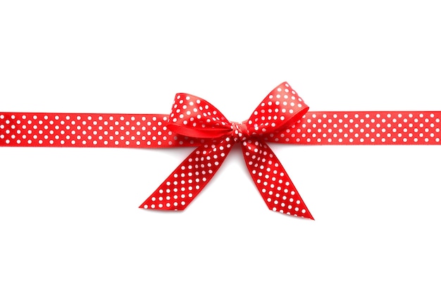 Red ribbon bow on white background