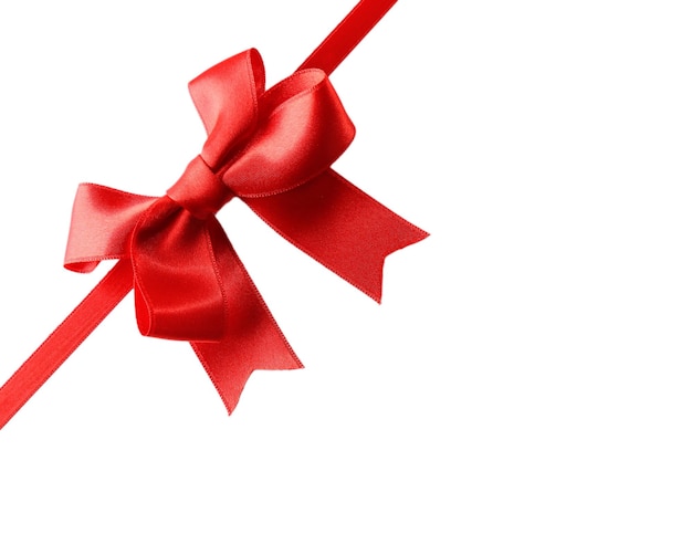 red ribbon bow on a white background