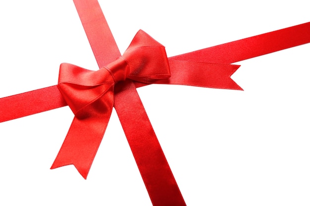 Red ribbon bow on a white background