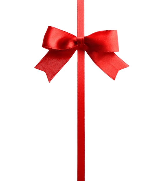 red ribbon bow on a white background