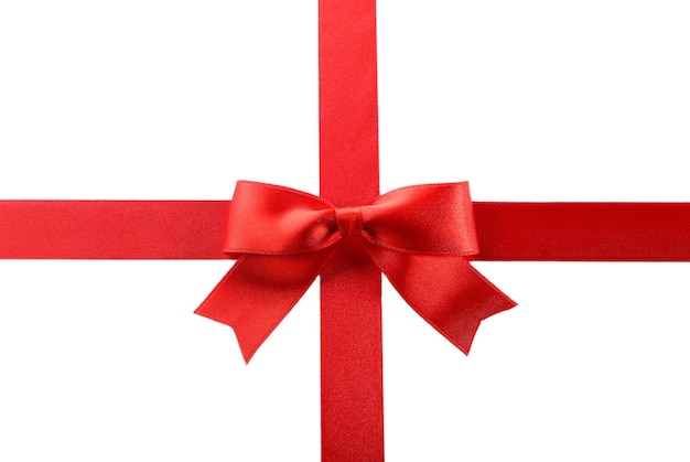 Red ribbon bow on a white background