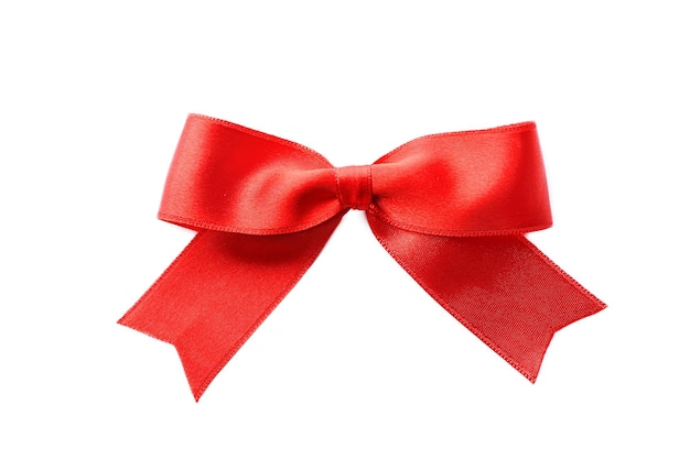 Red ribbon bow on a white background