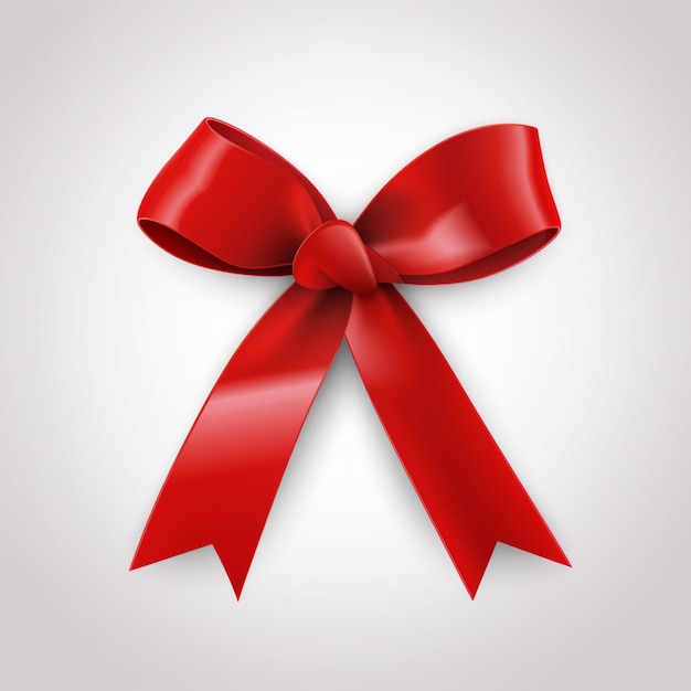 A red ribbon bow with a bow on it.