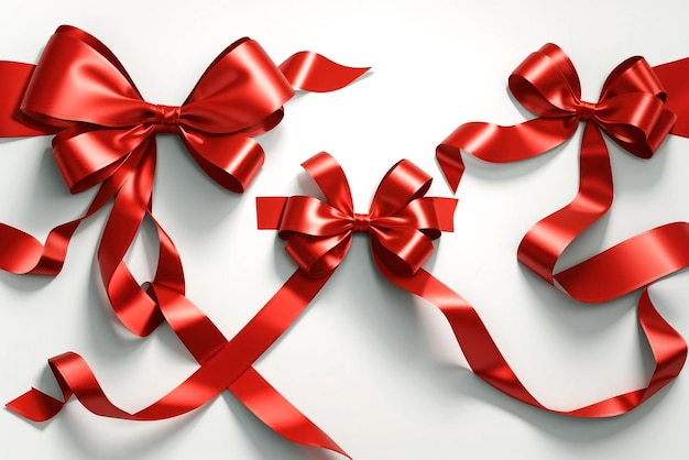 Red ribbon and gift bow isolated background