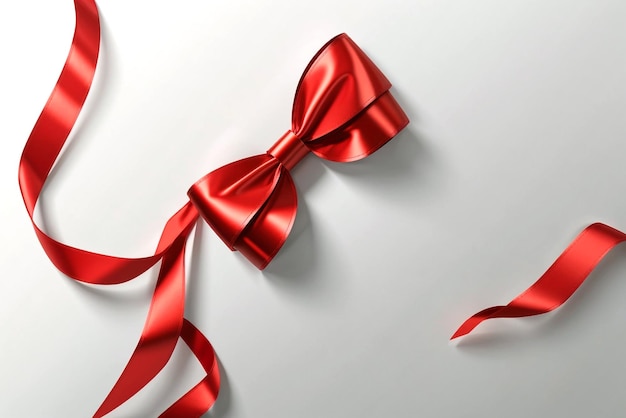 Red ribbon and gift bow isolated background