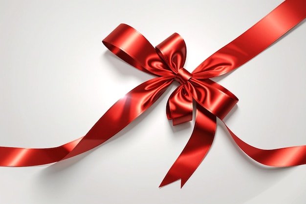 Red ribbon and gift bow isolated background