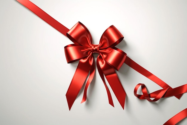 Red ribbon and gift bow isolated background
