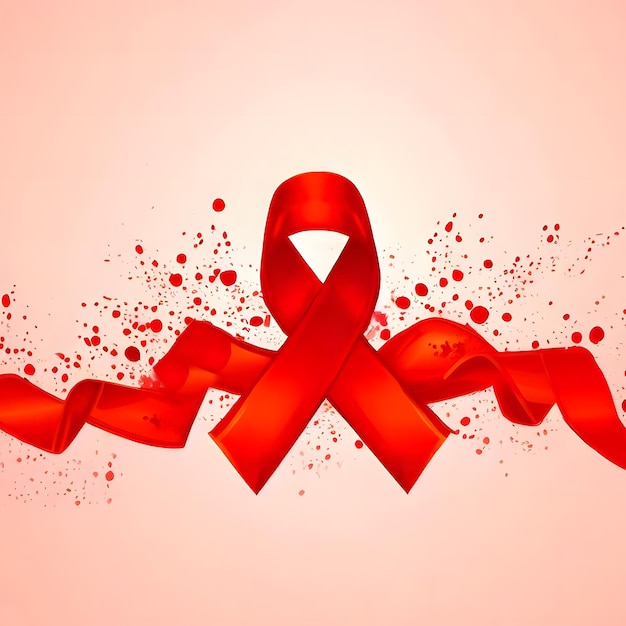 Photo red ribbon is a helpful symbol of international messaging and awareness for aids day