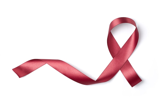 기호 세계 에이즈의 날에 대 한 흰색 배경 t에 고립 빨간 리본