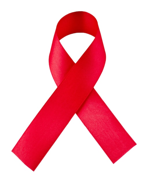 The red ribbon isolated on white background