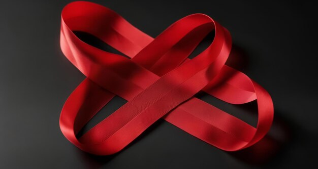 Photo red ribbon in a knot symbolizing unity and strength