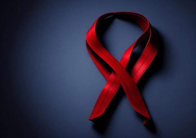 Foto un nastro rosso come visto l'amore per la giornata mondiale dell'aids è legato alla fine del nastro