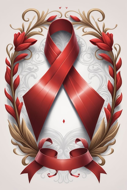 Photo red ribbon tribute commemorating hiv awareness day