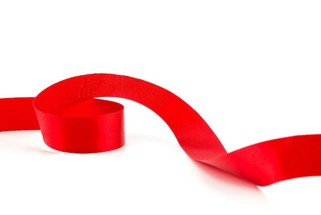 red ribbon on white background, clipping part