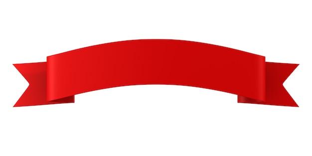 Red ribbon on white background. Isolated 3D illustration