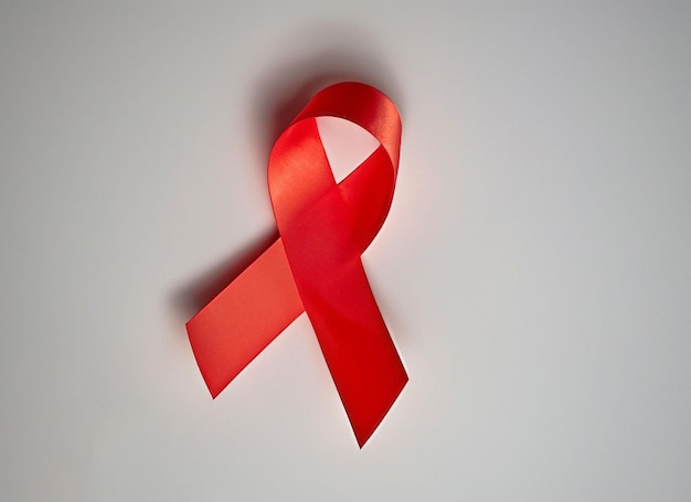 Red Ribbon On White Background