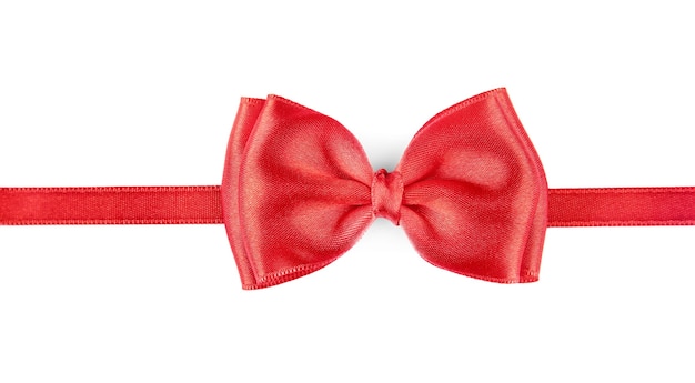 Red ribbon with bow isolated on white