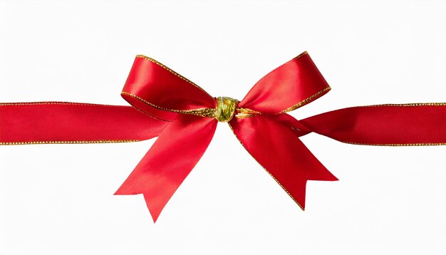 Photo red ribbon with bow isolated on white