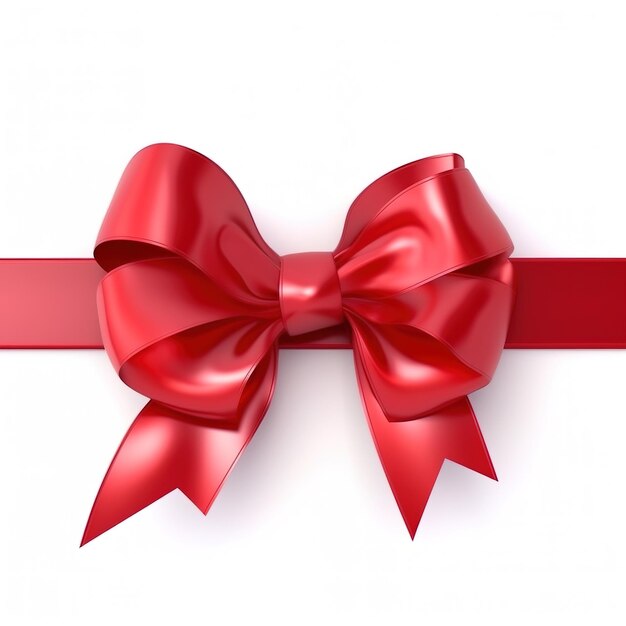 A red ribbon with a bow on it