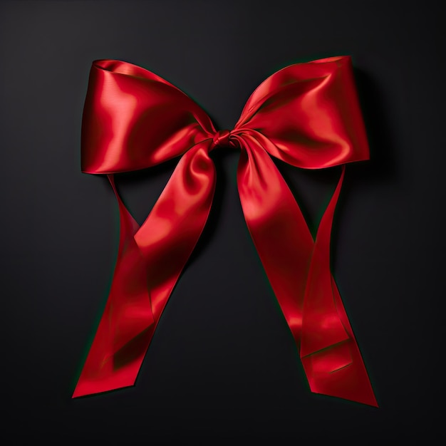 A red ribbon with a bow