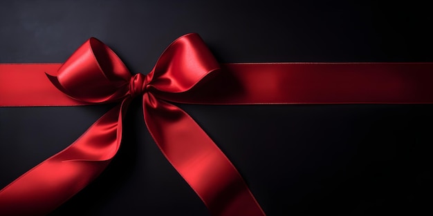 A red ribbon with a bow