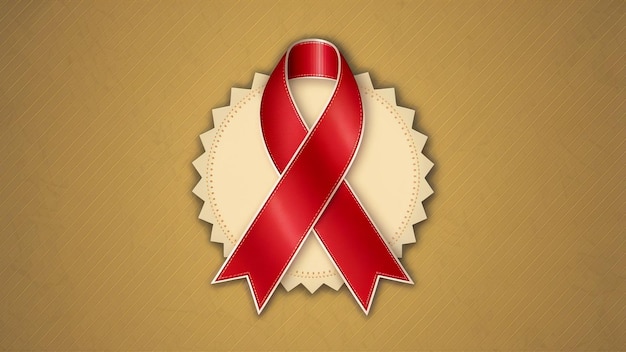 a red ribbon with a label that says aids on it