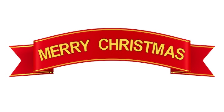 Photo テキストメリークリスマスと赤いリボン。分離された3dレンダリング