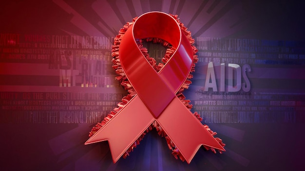 a red ribbon with the word aids on it