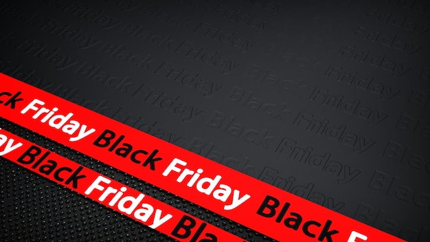 Red ribbons for black friday sale on black background