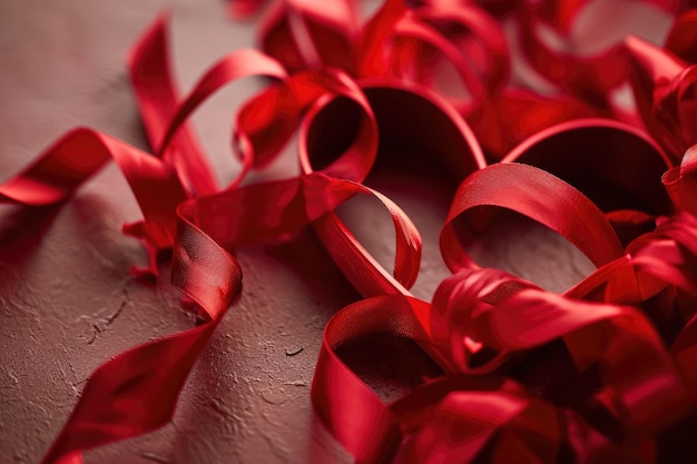 Red Ribbons Embellishing Heart Frame Creating Festive Atmosphere