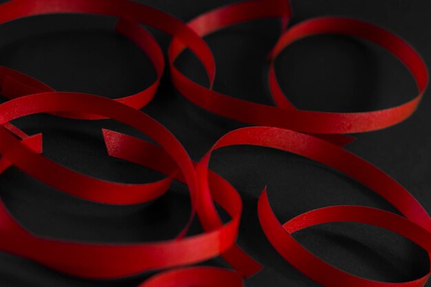 Red Ribbons Images of Black Friday sale day  Black Background
