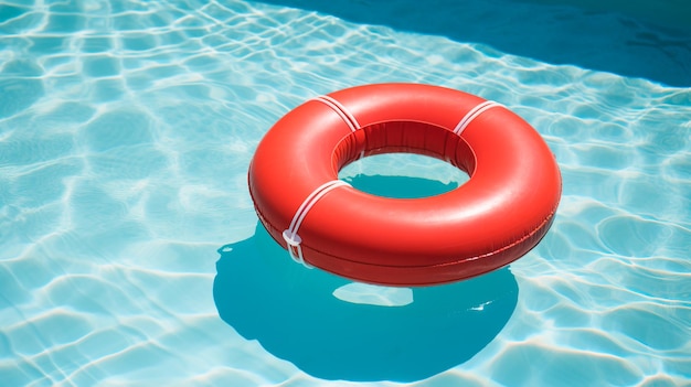 red ring in the pool on summer vacation