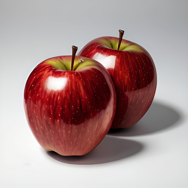 Red ripe 2 apples on white background generative ai