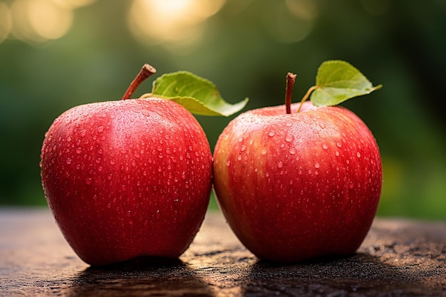 Red Ripe Apples Hanging on a Branch