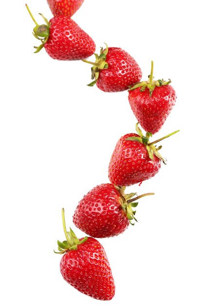 Red ripe strawberries isolated on white