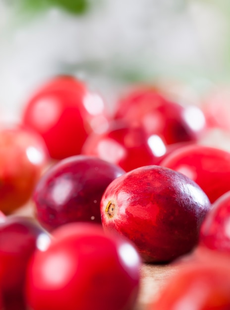 Red ripe whole berries cranberries on the table