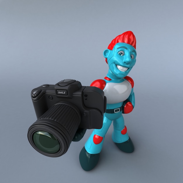 Photo red robot 3d illustration