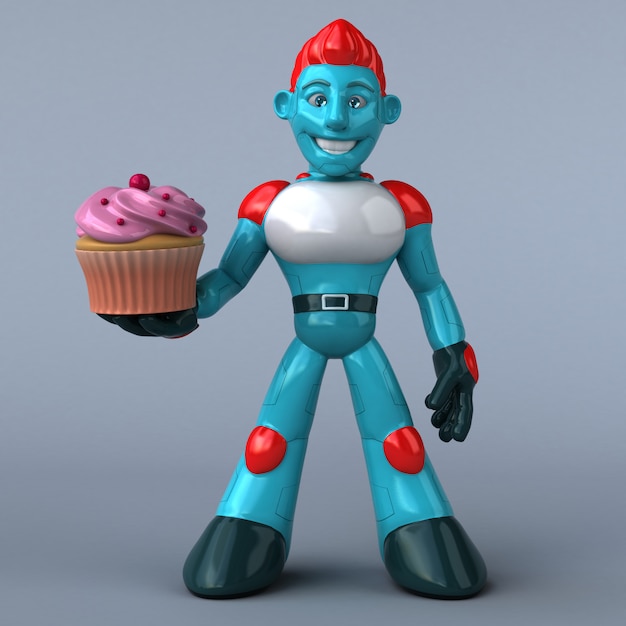 빨간 로봇-3D 일러스트 레이션