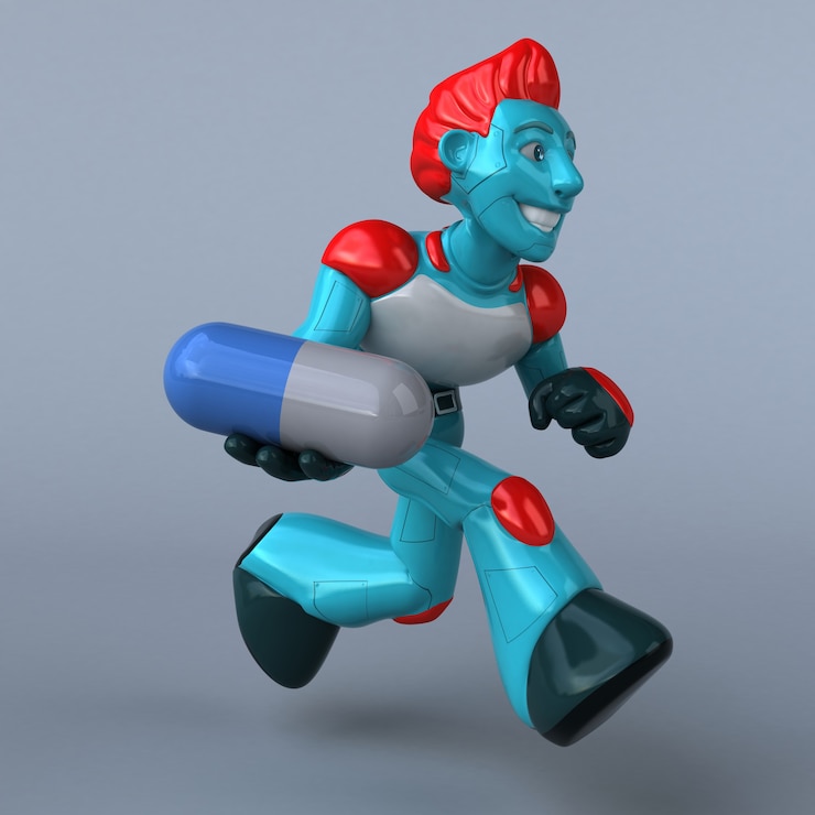 Photo red robot - 3d illustration