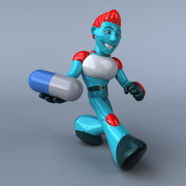 赤いロボット3Dイラスト