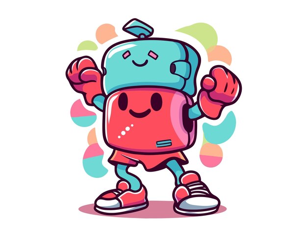 Photo red robot character with a cool