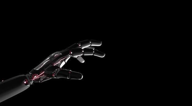 Красная рука робота, указывая пальцем 3D-рендеринга