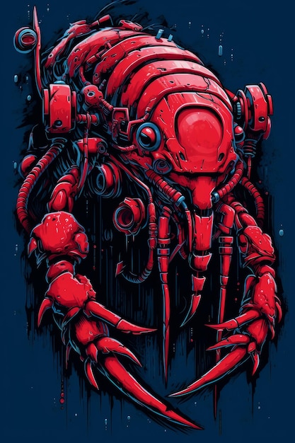 A red robot with a large claw on its head.