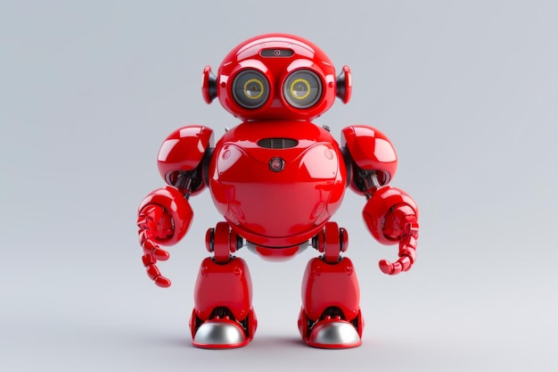 Red robot with two eyes and head with light on it Generative AI