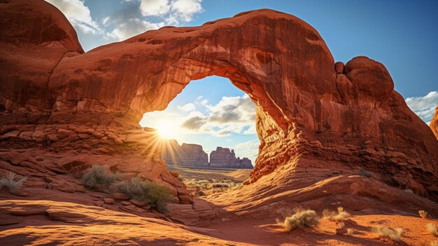 Red rock arches landscape background