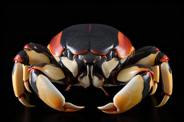 Red rock crab isolated on a black background closeup of photo