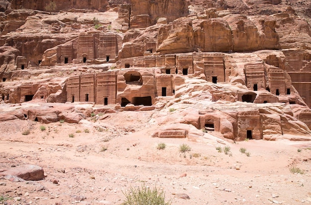 Red rock formations in Petra Jordan