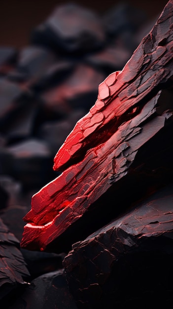 a red rock with a red and black background